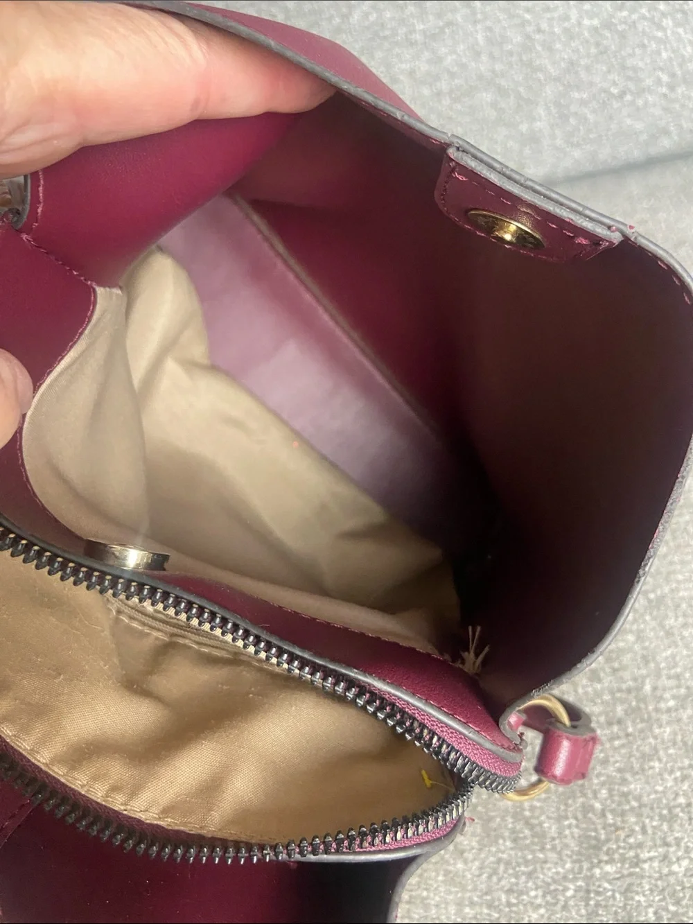 Nanette Lepore Wine Red Vegan Leather Crossbody Bucket Bag
